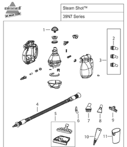 Section 1 Diagram and Parts List for 39N7  Bissell Hand Vacuum