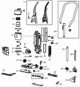 Page A Diagram and Parts List for 92L3P  Bissell Carpet Cleaner