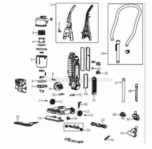 Page A Diagram and Parts List for 92L3W  Bissell Upright Vacuum