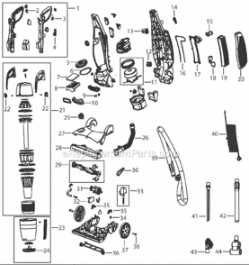 Page A Diagram and Parts List for 93Z6  Bissell Upright Vacuum