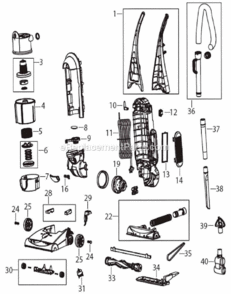 Page A Diagram and Parts List for 95P1  Bissell Upright Vacuum