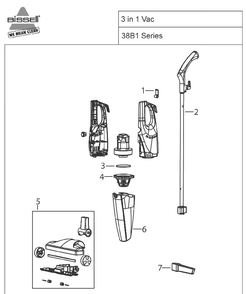 Section 1 Diagram and Parts List for 10597  Bissell Hand Vacuum