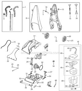 Page A Diagram and Parts List for 9E00  Bissell Carpet Cleaner