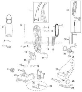 Page A Diagram and Parts List for 9V03  Bissell Upright Vacuum