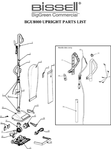 Section 1 Diagram and Parts List for BGU8000  Bissell Hand Vacuum