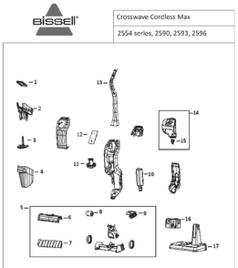 Section 1 Diagram and Parts List for 2554  Bissell Hand Vacuum