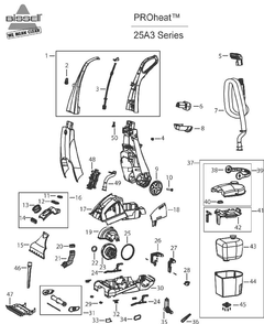 Section 1 Diagram and Parts List for 25A31  Bissell Hand Vacuum