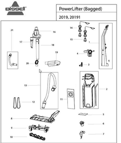 Section 1 Diagram and Parts List for 2019  Bissell Hand Vacuum