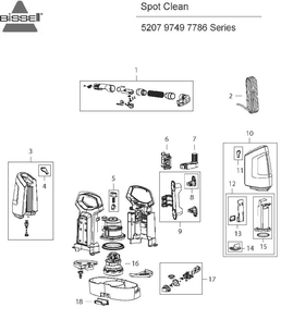 Section 1 Diagram and Parts List for 9749  Bissell Hand Vacuum