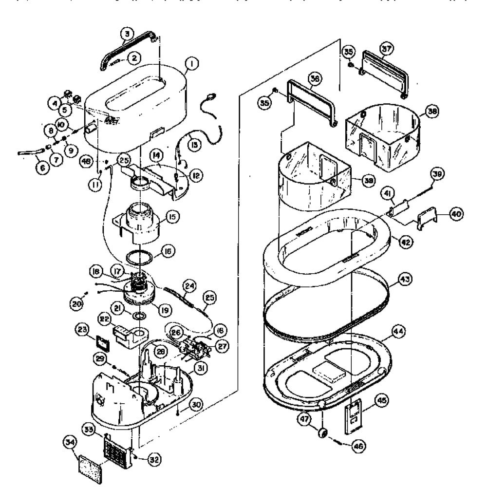Carpet Extractor (Self Contained) Diagram and Parts List for 1632 1995 Bissell Steamer