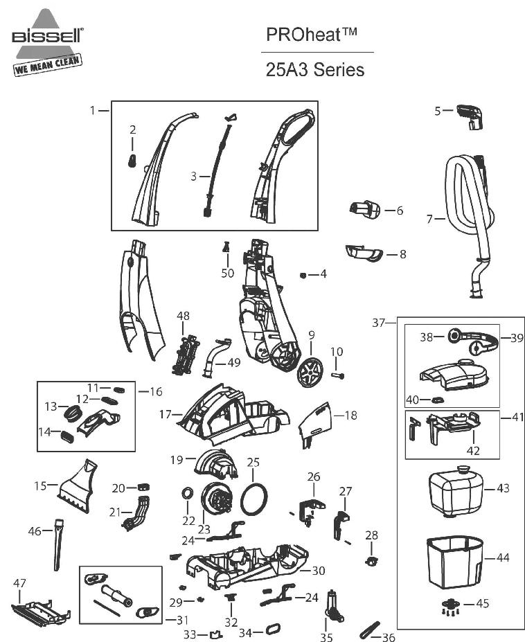 Section 1 Diagram and Parts List for 25A31  Bissell Hand Vacuum