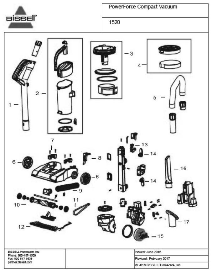 Section 1 Diagram and Parts List for 2112  Bissell Hand Vacuum
