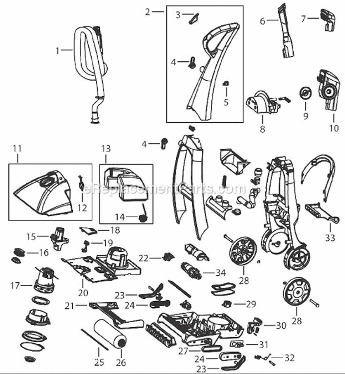 Page A Diagram and Parts List for E600  Bissell Carpet Cleaner