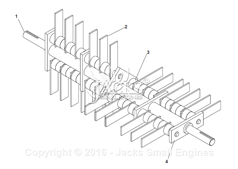 Flail Reel Assembly Diagram and Parts List for PR18H5DA 2002-12 Bluebird Dethatcher