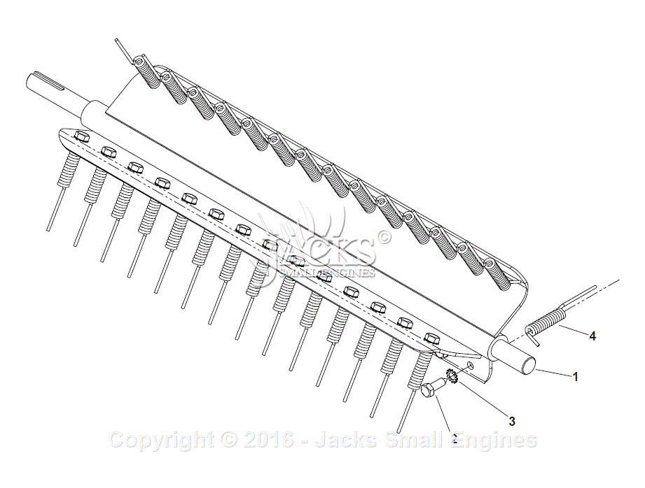 Spring Reel Assembly Diagram and Parts List for PR22H5FA 2002-12 Bluebird Dethatcher
