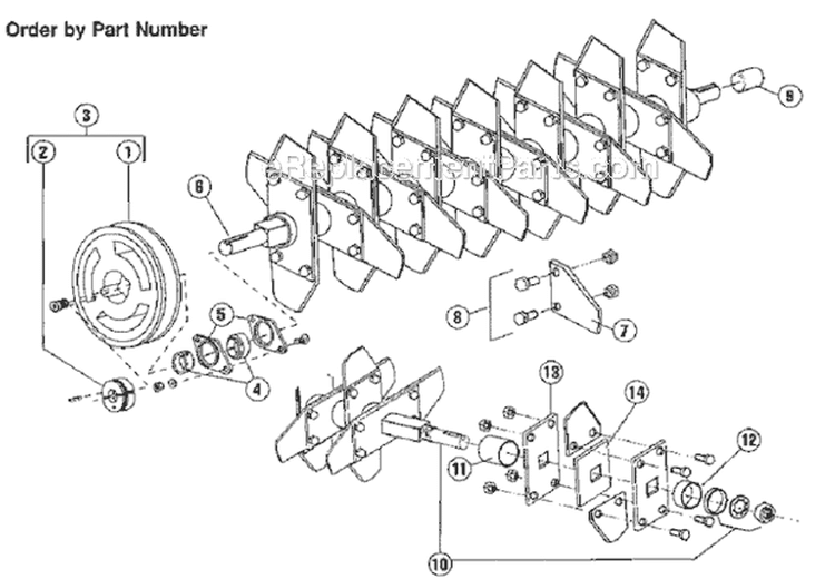 Page A Diagram and Parts List for 520 2000-12 Bluebird Dethatcher