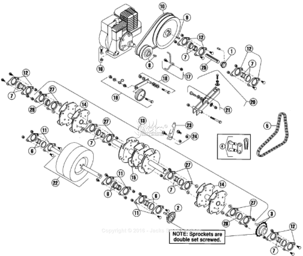 Power Traintine Rotor Assembly Diagram and Parts List for H742 2005-04 Bluebird Aerator