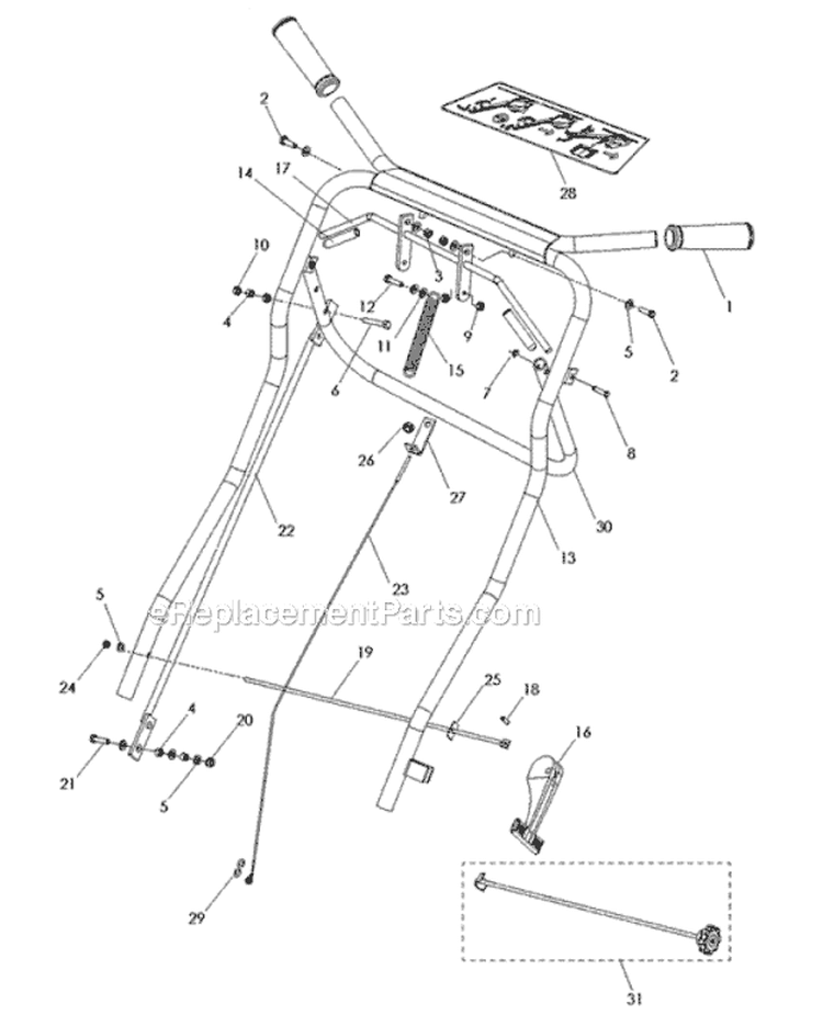 Page C Diagram and Parts List for B424B 968999380 -2010-04 Bluebird Aerator