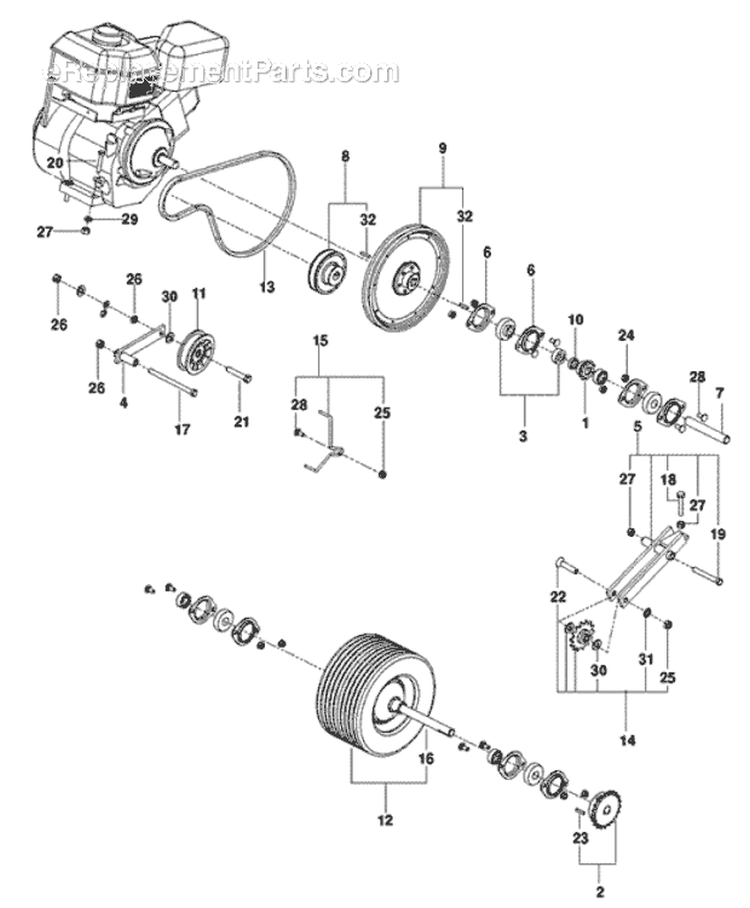 Page E Diagram and Parts List for B424B 968999380 -2010-04 Bluebird Aerator