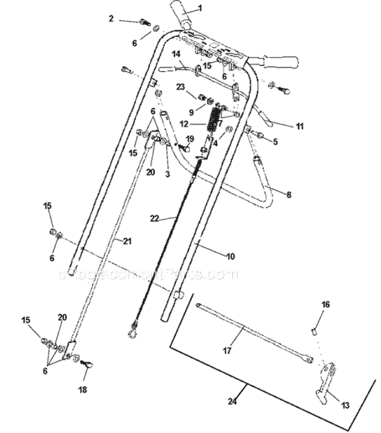 Page B Diagram and Parts List for B530A 2005-07 Bluebird Aerator