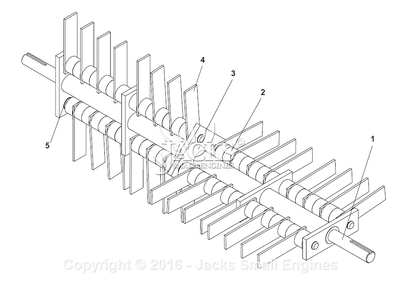 Flail Reel Assembly Diagram and Parts List for PR22H5FA 2002-12 Bluebird Dethatcher