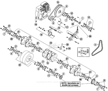 Power Traintine Rotor Assembly Diagram and Parts List for H742 2005-04 Bluebird Aerator