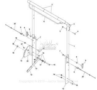 Handle Assembly Diagram and Parts List for PR22H5FA 2002-12 Bluebird Dethatcher