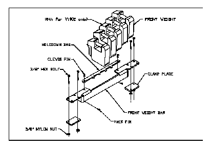 Weight System Diagram and Parts List for V190Z 2002-04 Bluebird Lawn Tractor Accessories