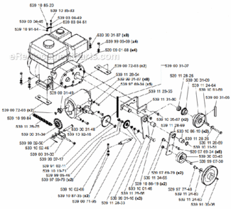 Page C Diagram and Parts List for SC550A 9689993522006-02 Bluebird Sod Cutter