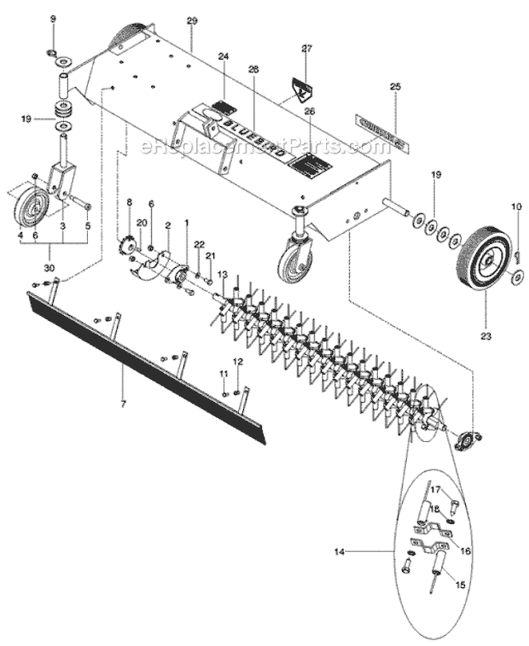 Page B Diagram and Parts List for D110 539011101 -  - 2008-04 Bluebird Dethatcher