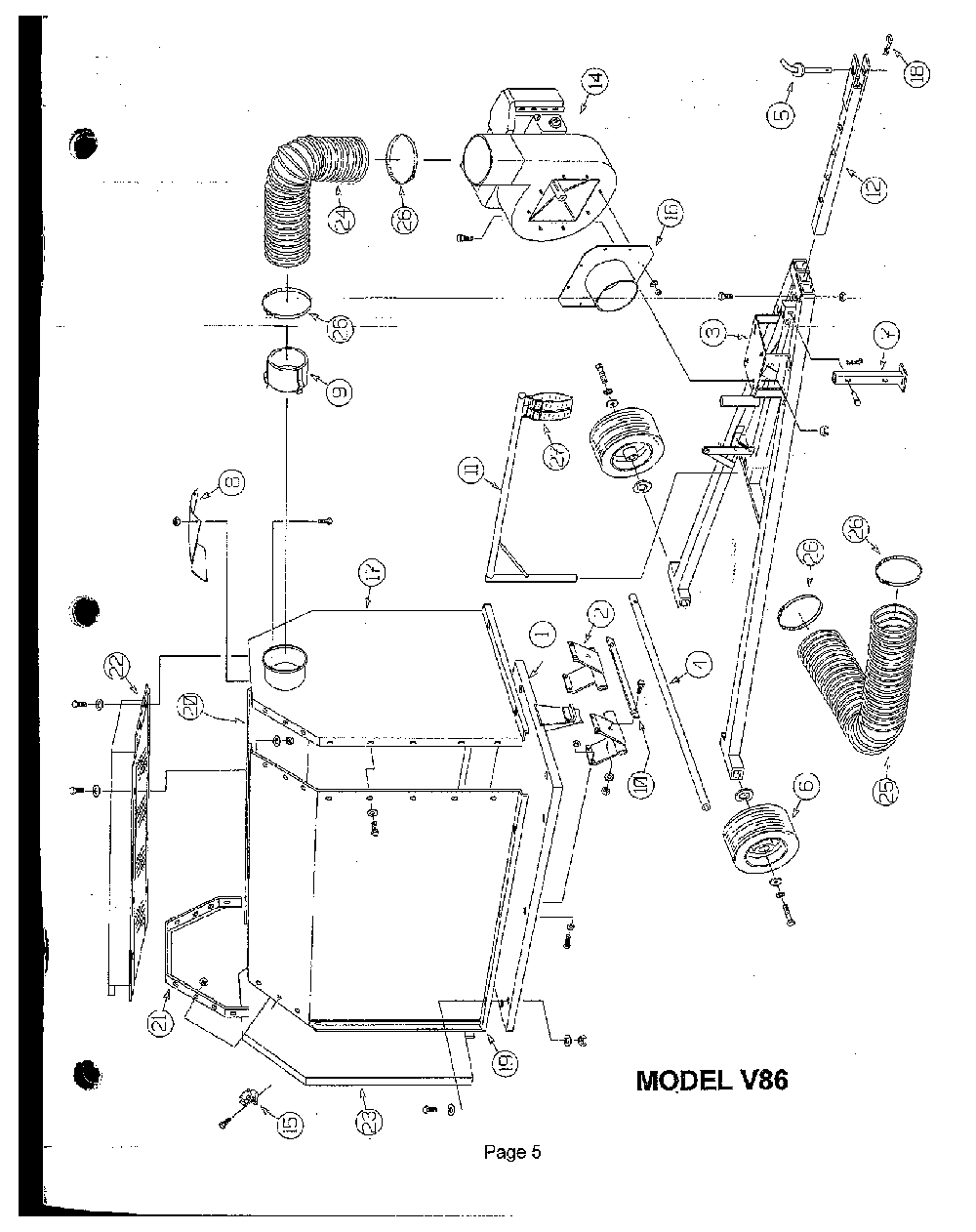 Complete Product Diagram and Parts List for V86 1997-12 Bluebird Lawn Tractor Accessories