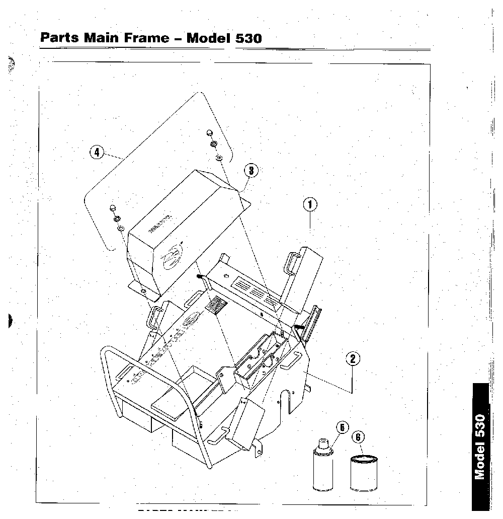 Frame Diagram and Parts List for 530  Bluebird Aerator