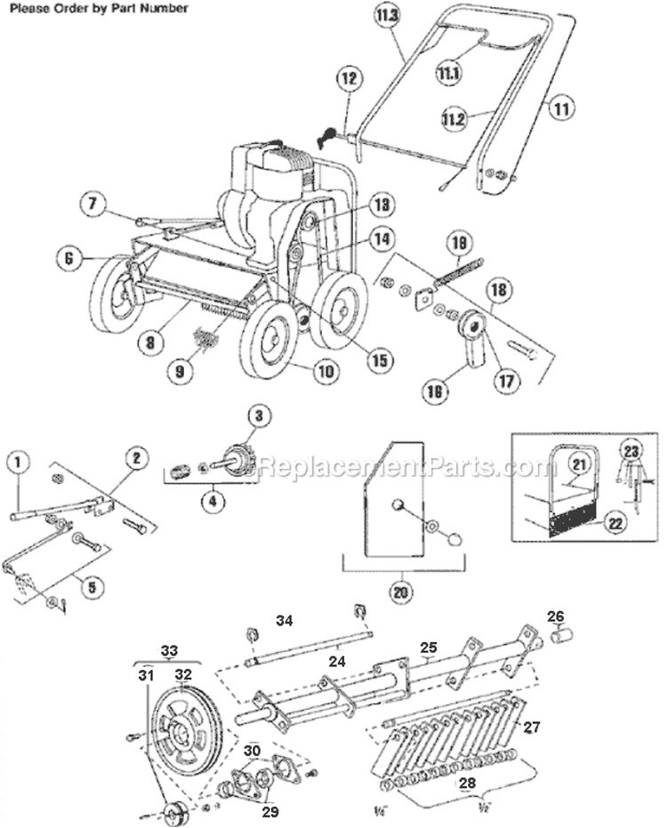 Page B Diagram and Parts List for F20B 2000-12 Bluebird Dethatcher