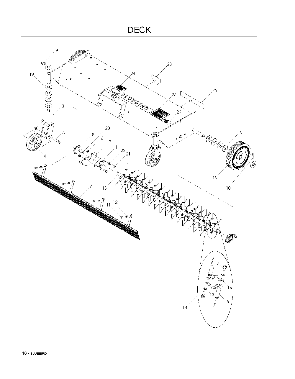 Saw Equipment Diagram and Parts List for TOWABLECOMBERD110 (539011100)(2008-04) Bluebird Dethatcher