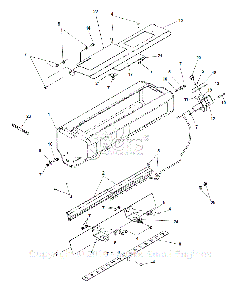 Seeder Assembly Diagram and Parts List for PR22H5FA 2002-12 Bluebird Dethatcher