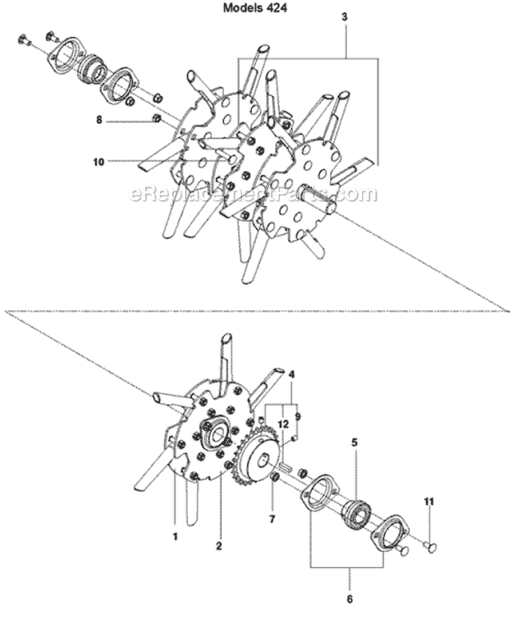 Page F Diagram and Parts List for H424 968999392 - 2010-04 Bluebird Aerator
