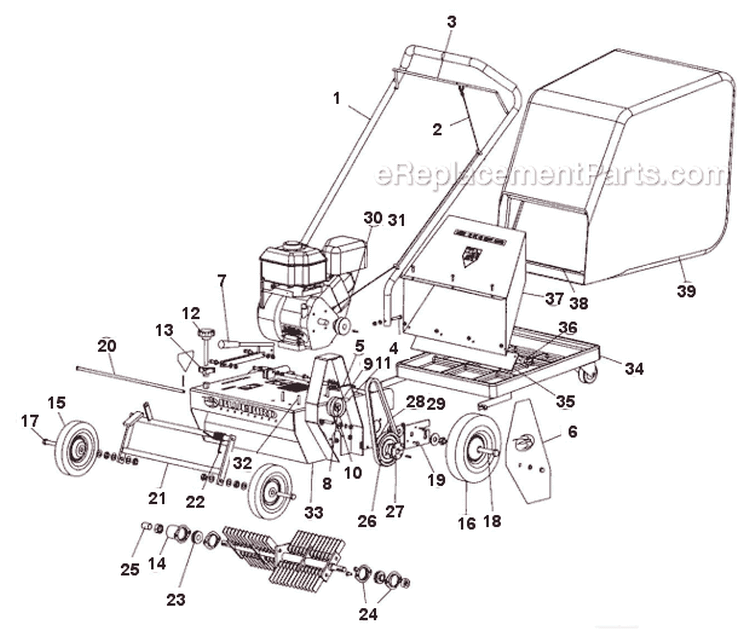 Page B Diagram and Parts List for P18 2002-12 Bluebird Dethatcher