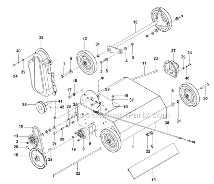 Page C Diagram and Parts List for PR18B5FA 966067301 - 2010-06 Bluebird Dethatcher