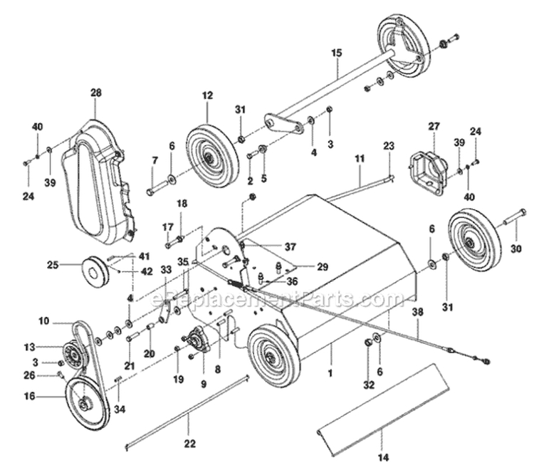 Page A Diagram and Parts List for PR18B5FA 968999417 - 2010-04 Bluebird Dethatcher