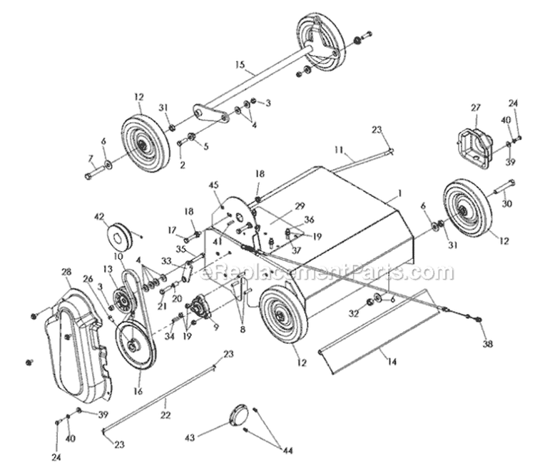 Page A Diagram and Parts List for PR18BFAC 968999643 - 2008-05 Bluebird Dethatcher