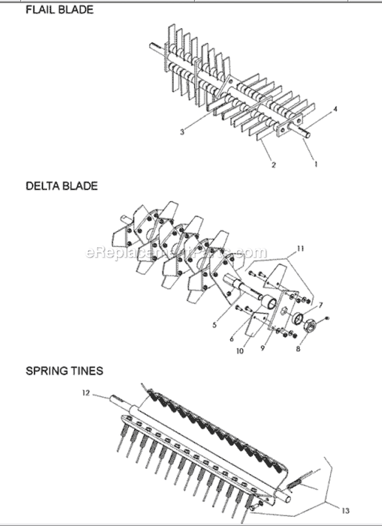 Page B Diagram and Parts List for PR18H5FA 968999419 - 2010-04 Bluebird Dethatcher