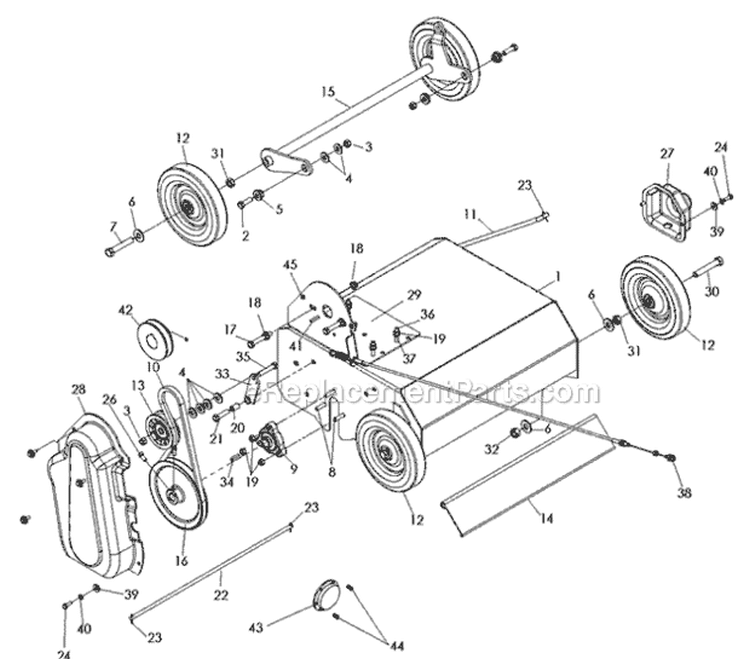 Page A Diagram and Parts List for PR18H5NRA 968999420 - 2008-05 Bluebird Dethatcher