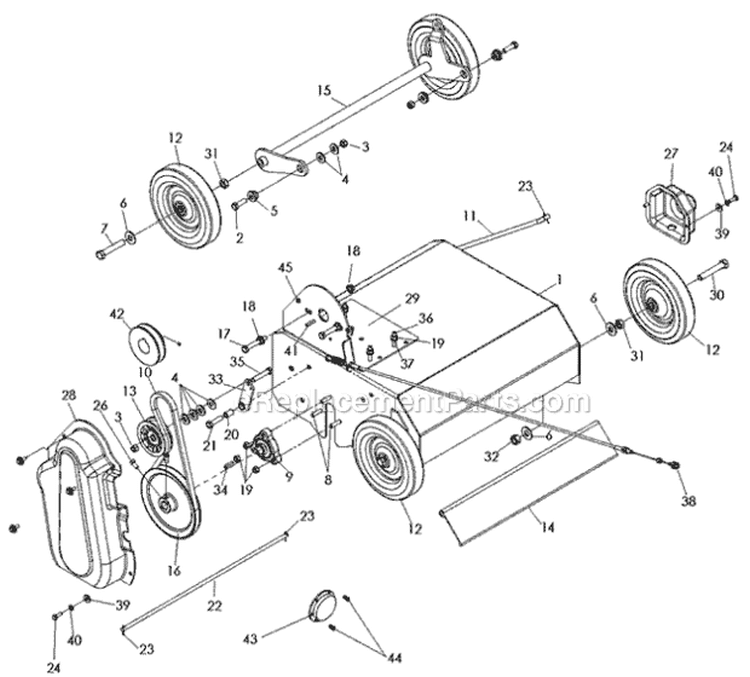 Page A Diagram and Parts List for PR18NEFA 968999601 - 2008-05 Bluebird Dethatcher