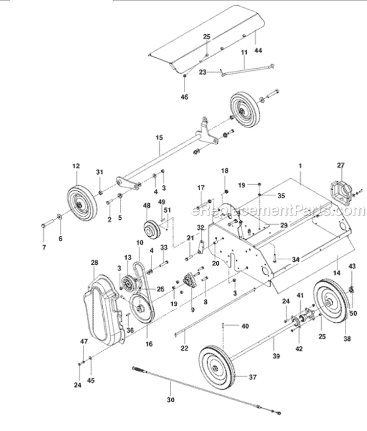 Page A Diagram and Parts List for PR22B8FA 968999425 - 2010-04 Bluebird Dethatcher