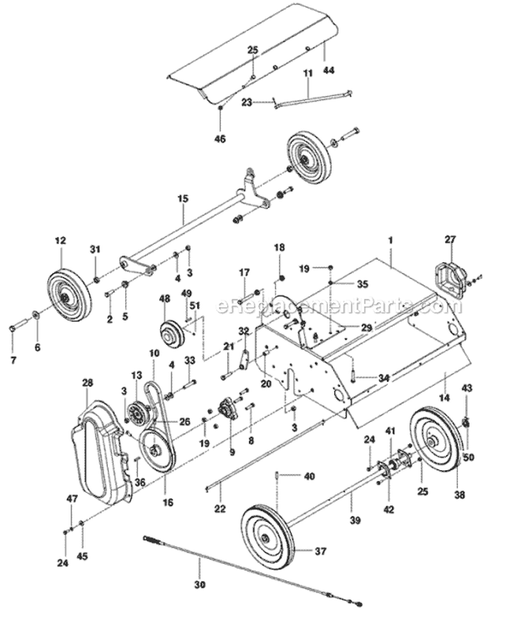 Page A Diagram and Parts List for PR22H5NRA 968999429 - 2010-04 Bluebird Dethatcher