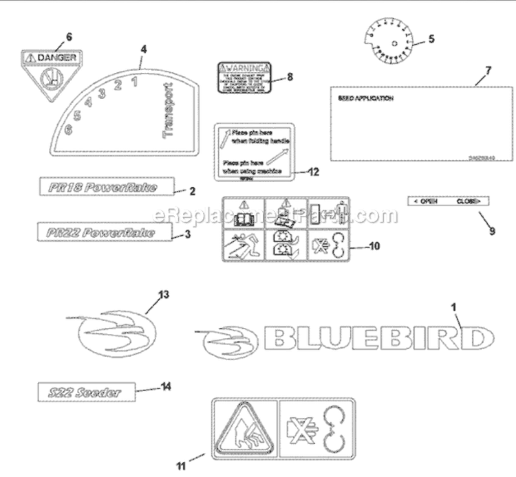 Page C Diagram and Parts List for PR22S6FA 968999680 - 2007-07 Bluebird Dethatcher