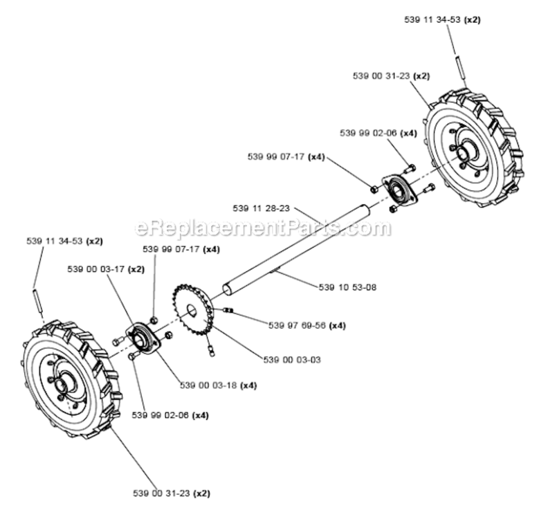 Page H Diagram and Parts List for SC550A/2006-02  Bluebird Sod Cutter