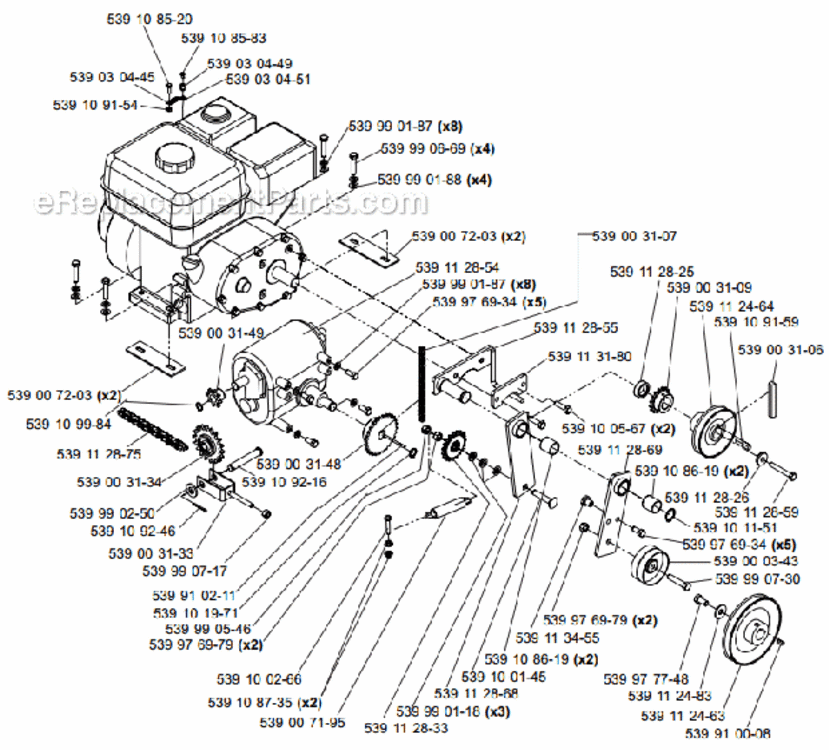 Page C Diagram and Parts List for SC550A 9689993522006-02 Bluebird Sod Cutter