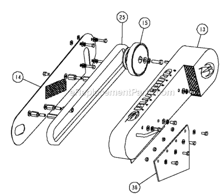 Belt Guard & Pulley Diagram and Parts List for SG1314 2003-08 Bluebird Aerator