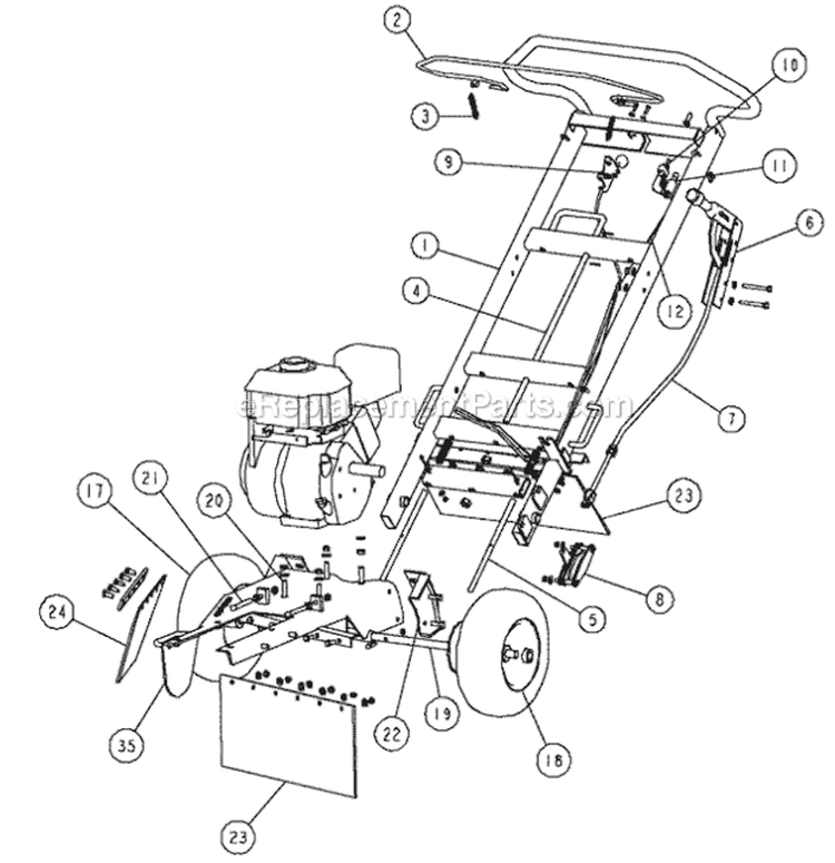 Chassis & Frame Diagram and Parts List for SG914 2003-08 Bluebird Aerator